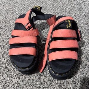 Dr. Martens Coral and Black Strappy Sandals